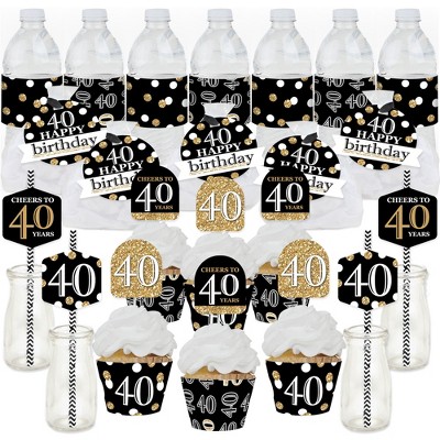 Big Dot Of Happiness Adult 40th Birthday - Gold - Birthday Party Favors And Cupcake Kit - Fabulous Favor Party Pack - 100 Pieces : Target